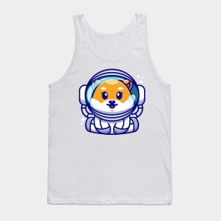 Cute baby shiba inu dog wearing an astronaut suit, cartoon character Tank Top